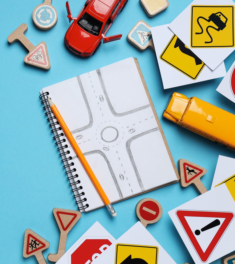 Driving school and driving lessons concept, education concept