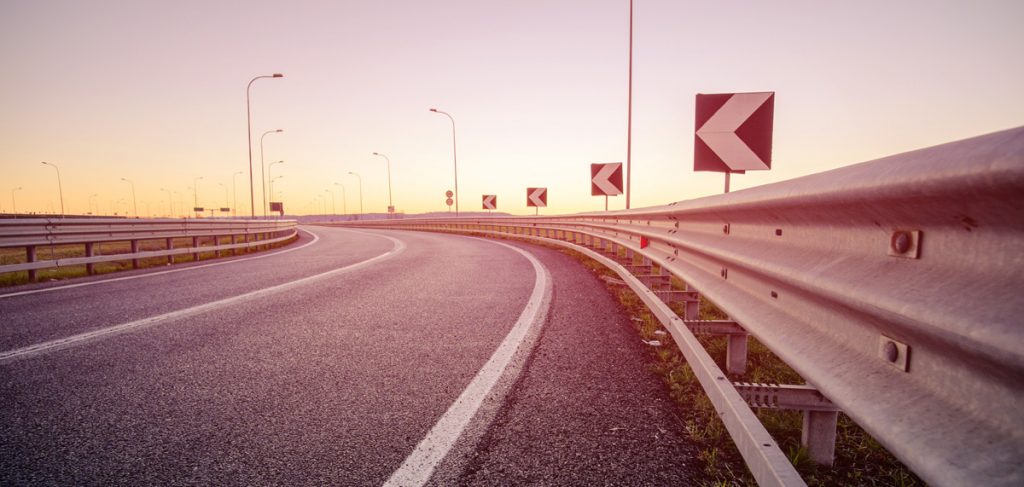 Road at the sunrise